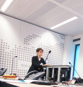 Estibaliz, coordinadora de SUDOANG presentando el proyecto